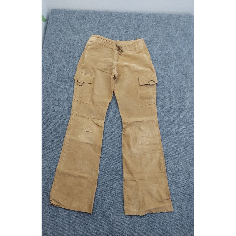 Wilsons Leather Maxima Pants Womens 10 Brown Suede Flare Retro Back Zip Cargo